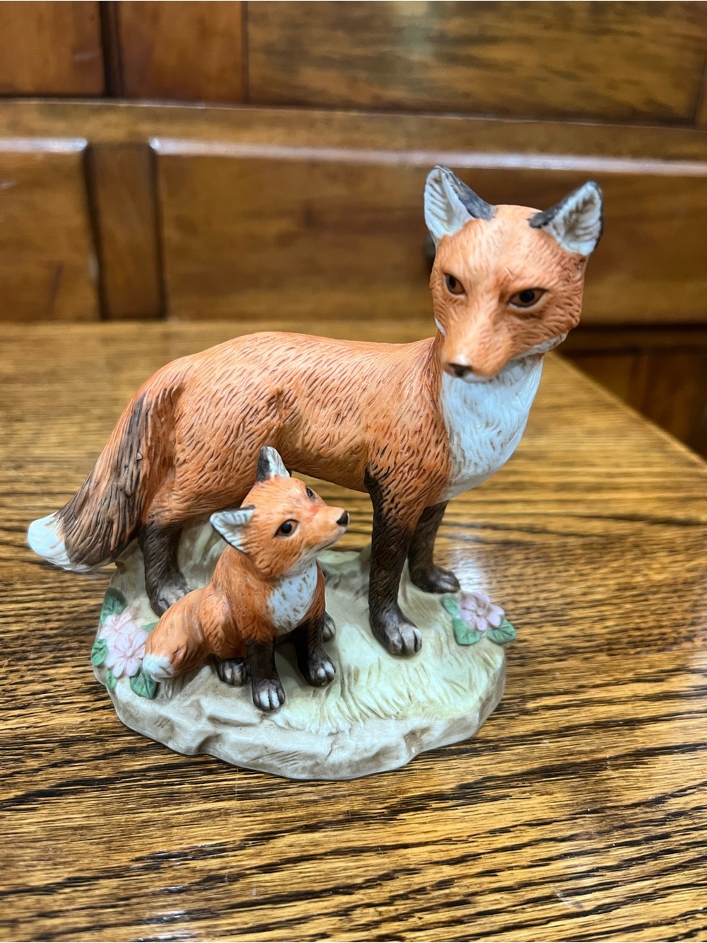 Vintage HOMCO Red Fox & Fox Pup Figurine #1417 🦊 Collectable Nature